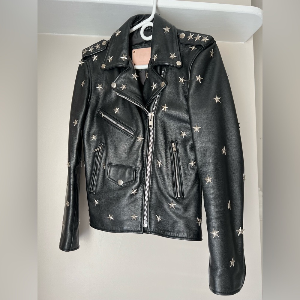 Star Studded Leather Jacket - Understated Leather - Small